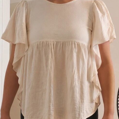 Cream blouse in linen blend