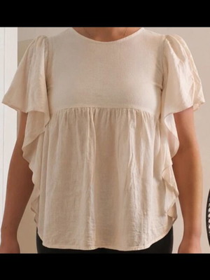 Cream blouse in linen blend