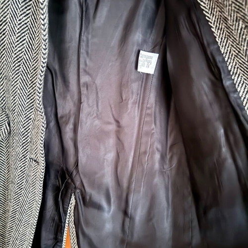 Wool herringbone coat like new, size S, black and gray