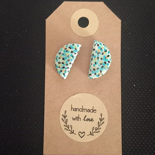 Handmade ceramic earrings colorful new with glass coating