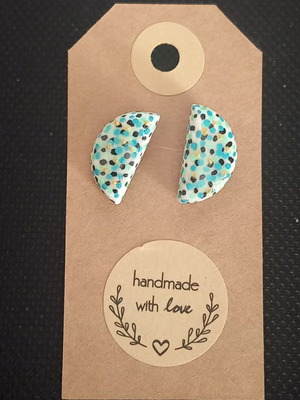 Handmade ceramic earrings colorful new with glass coating