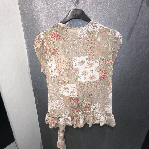Promod semi-transparent blouse with flowers like new, beige multicolor