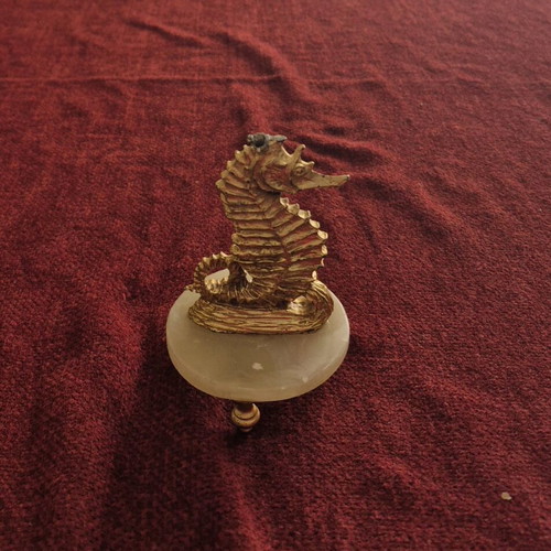 Collectible bronze seahorse statue used with onyx base