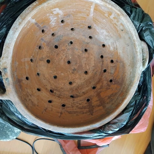 Αντίκα πήλινο σουρωτήρι και όγκριμπκα σετ, 19ος αιώνας
