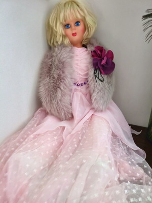 Vintage μεγάλη συλλεκτική κούκλα Made in Italy πάνω από 80 εκ. με χειροποίητο φόρεμα μεταχειρισμένη