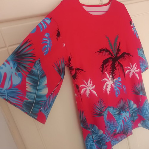 Kaftan dress summer XL with vibrant fuchsia print new