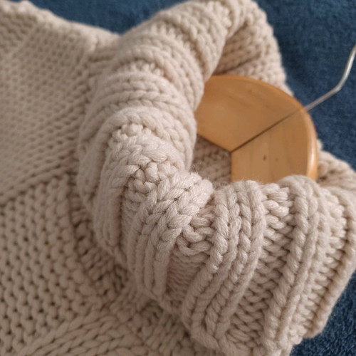 Naf Naf women's sweater like new, beige with transparent sleeves and back