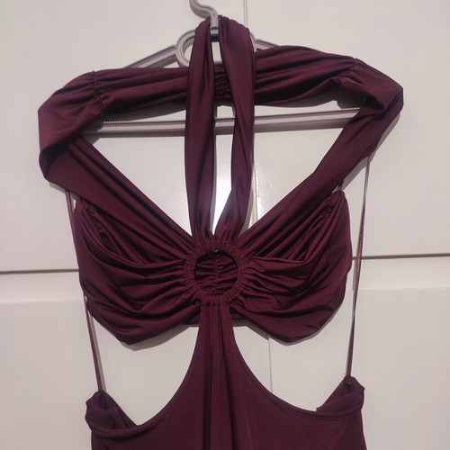 Mindyourstyle long cut-out dress new, plum purple