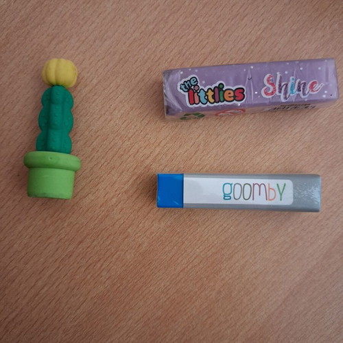 Erasers set like new with The Littlies, Goomby, MAS, and Disney Minnie Mouse