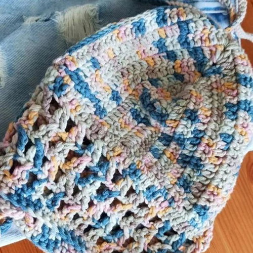 Handmade Crochet Halter Top, multicolor cotton, Medium