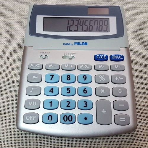 Nata by Milan 12-digit calculator used, silver color