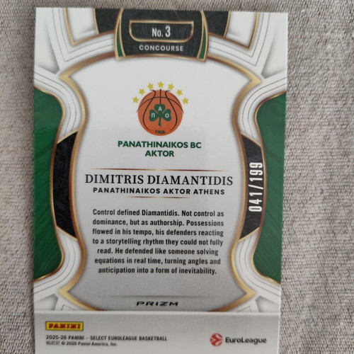 Dimitris Diamantidis Euroleague Select 25-26 basketball card