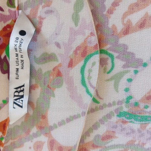 Zara multicolor striped blouse with orange pants and bag set