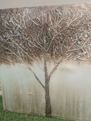 Canvas painting with tree theme used