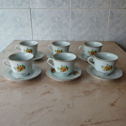 Bulgarian coffee set like new from the 80s, 6 cups with saucers