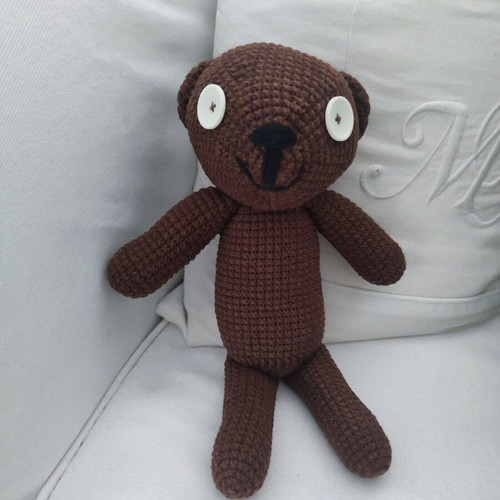 Knitted Mr. Bean Bear 25cm like new
