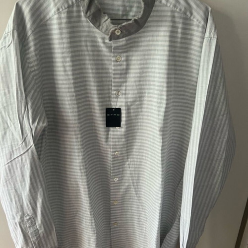 Etro Milano striped long-sleeve shirt, mandarin collar, size XL