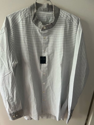 Etro Milano striped long-sleeve shirt, mandarin collar, size XL