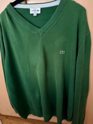 Lacoste classic cotton sweater 3XL used, green with V-neck