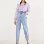 Bershka Μπλούζα φούτερ καινούργιο medium μωβ με έντονους ώμους και βάτες