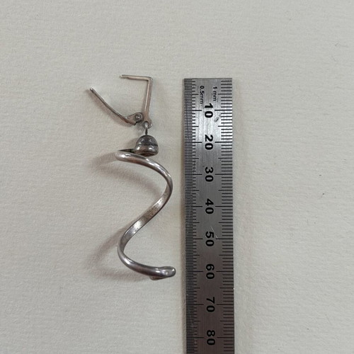 Vintage sculptural earrings, sterling silver 925