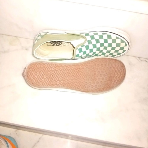 Vans shoes used, athletic style, size 43, white and green