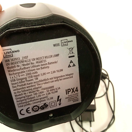 Mosquito device from Lidl used with infrared, rechargeable, USB C