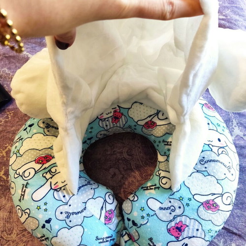 Sanrio Cinnamoroll airplane neck pillow with hood
