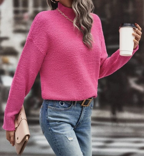 New woman's hot pink sweater knitted size medium