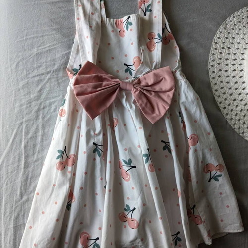 Summer dress for 2-year-old girl with matching hat