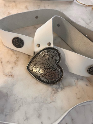 Leather belt new handmade white size 115