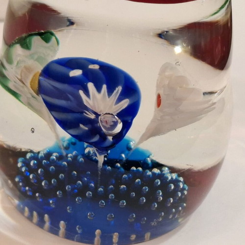 Γυάλινο βάζο Murano mid-century modern μεταχειρισμένο, βάση paperweight, 32 εκ.