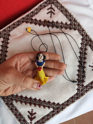 Long Snow White Necklace made of polymer clay custom made