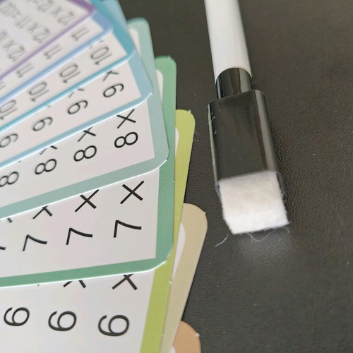 Educational multiplication learning game like new with 13 cards and marker