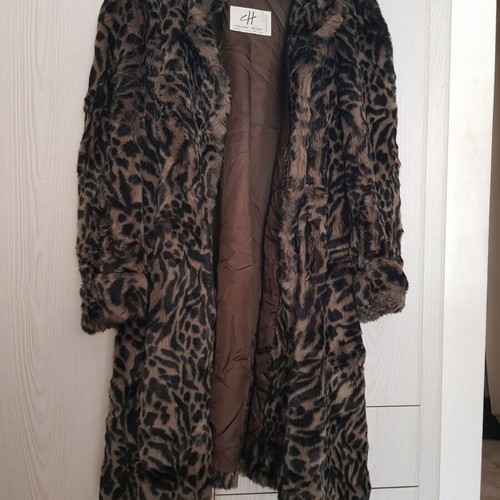 Couture Hélène faux fur coat, black and grey