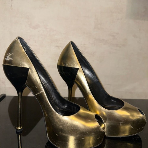 Dukas pumps used, gold-black, size 37, stiletto heel