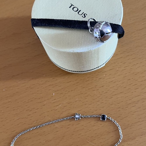 Tous silver 925 chain bracelet with rhinestone bear, gold color