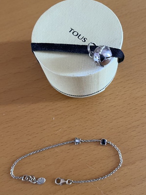 Tous silver 925 chain bracelet with rhinestone bear, gold color