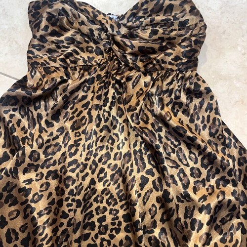 Leopard satin dress used, strapless, size S