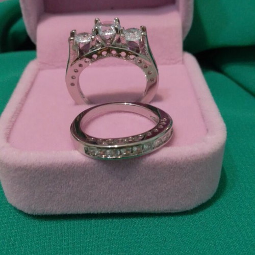 Silver-plated rings new, set of 2, size 6 or 16 with velvet box