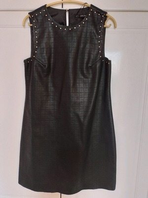 Zara dress XS new, black faux leather with studs