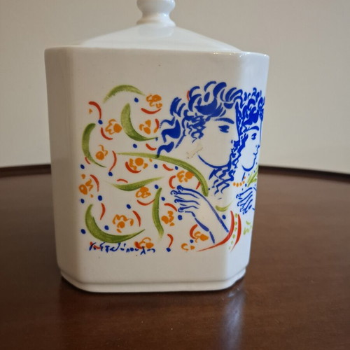 Vintage Sugar Container porcelain design by Stathopoulos like new