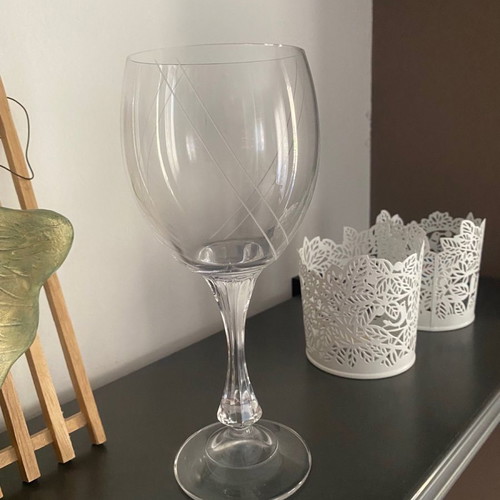 Crystal wine glasses like new, set of 24, hand-engraved