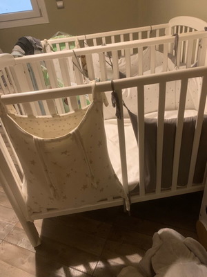 Baby cot and mattress like new, white, 3 years old, 1.20 meters