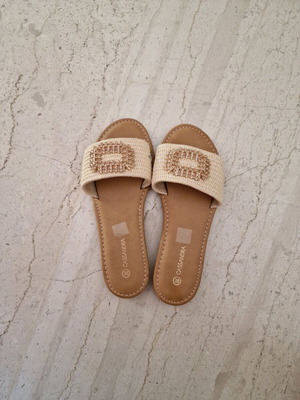 Beige sandals, brand cassandra, size 38