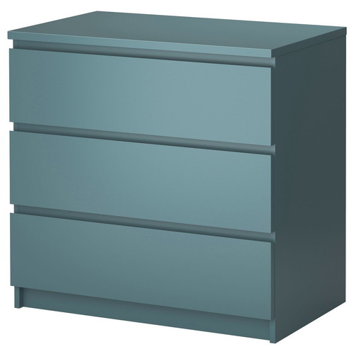 MALM chest of drawers with 3 drawers dark turquoise like new