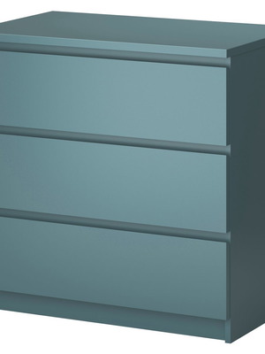 MALM chest of drawers with 3 drawers dark turquoise like new