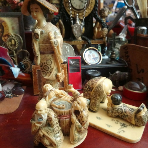 Japanese culture collection used, handmade sculptures