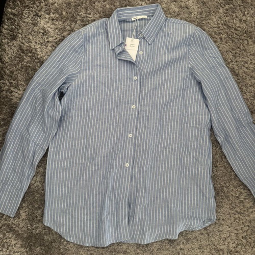 Sinsay Blue Shirt L, Linen Blend, New