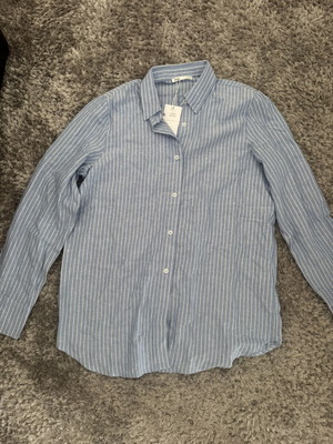 Sinsay Blue Shirt L, Linen Blend, New